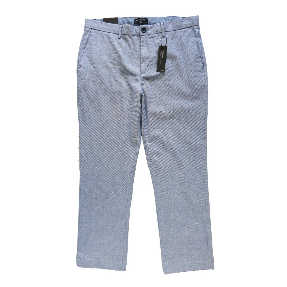 NWT BANANA REPUBLIC Mens Blue Check Cotton SLIM FIT STRETCH Chino Pants 35x30